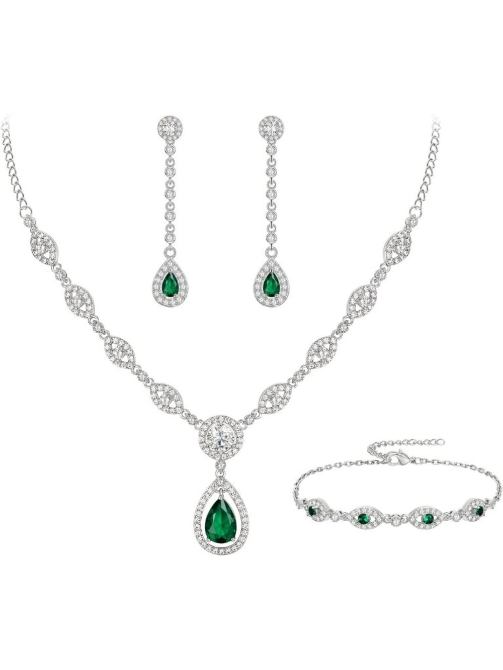 Elegant Cubic Zirconia Drop Jewelry Set for Brides & Prom - Stunning Women's